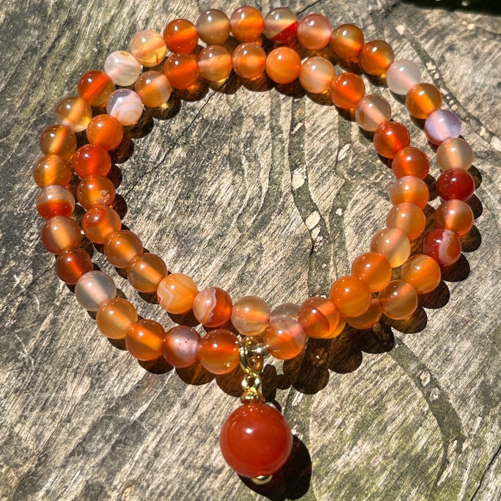 6mm Two layer‎ long carnelian bracelet/necklace